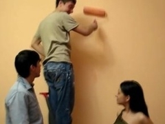 When my youthful sexy neighbour asked me and my buddy Mike to assist her paint the walls on every side her room we had no conviction we'd end up painting her face and love muffins white after double-teaming her mouth and cunt right on the floor.